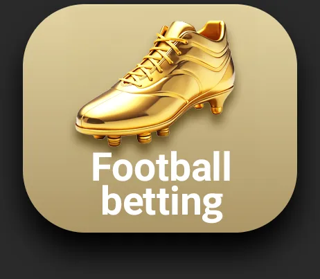 Golden football boot icon with text Football betting on beige background