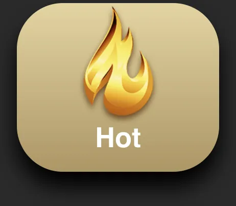 Golden flame hot icon symbol.