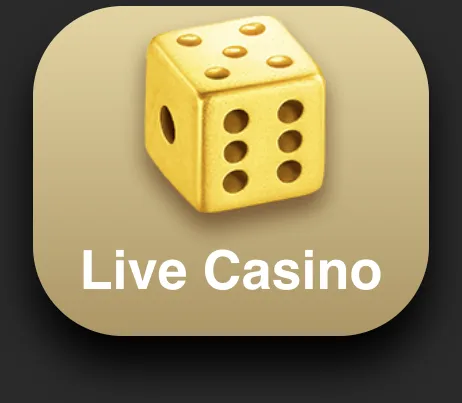 Icon for the Live Casino game section, showing a shiny gold six-sided dice.