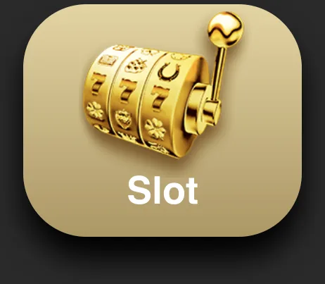 Icon for the Slot machine category, showing a close-up of a three-reel gold slot machine.