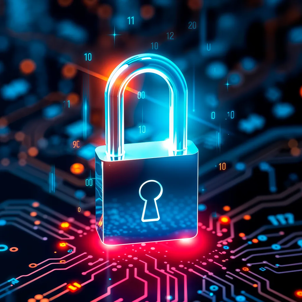 Digital illustration of a glowing padlock symbolizing online casino security and data protection for Ufabet888 users